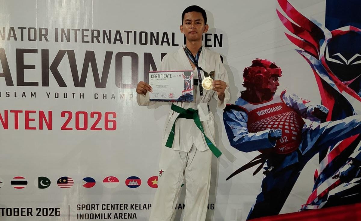 Muhammad Lutfi Alamsyah, siswa kelas 9J SMPN 5 Purwakarta sekaligus atlet Beehive Taekwondo Academy. (HaloPWK)