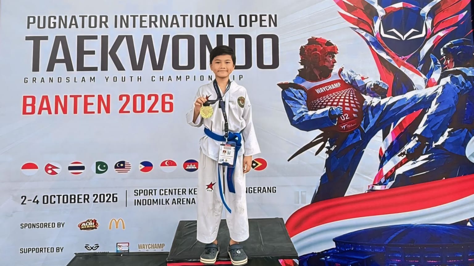 Narendra Rafif Kiantra Pulungan, siswa SD Plus 2 Al Muhajirin, berhasil meraih medali emas. (HaloPWK)