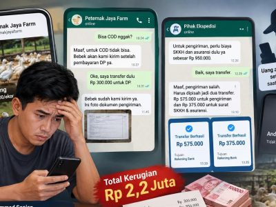 Foto ilustrasi: Dugaan penipuan saat membeli bebek melalui akun TikTok bernama Peternak Jaya Farm. (HaloPWK)