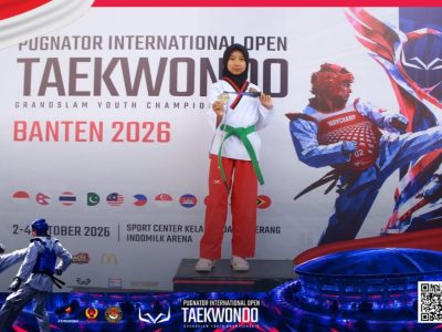 Siswa SMPN 1 Purwakarta, Kayla Azkadina Inara, mengukir prestasi di ajang taekwondo internasional. (HaloPWK)